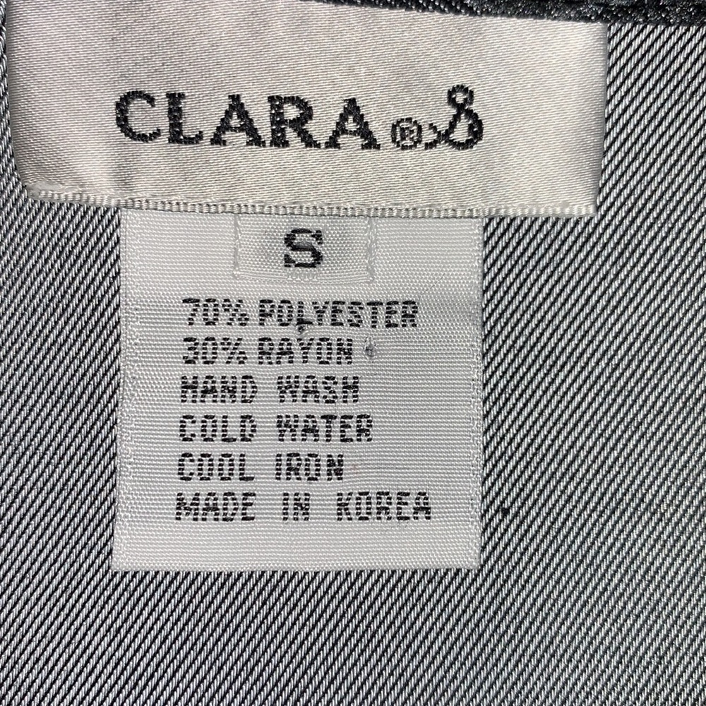 CLARA S by CLARA SUNWOO Grey denim jacket, light weight, stencil leaves. S - Picture 11 of 16